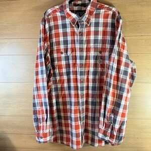 Carhartt men’s 2XLT orange and gray Plaid Casual long sleeve button down Shirt